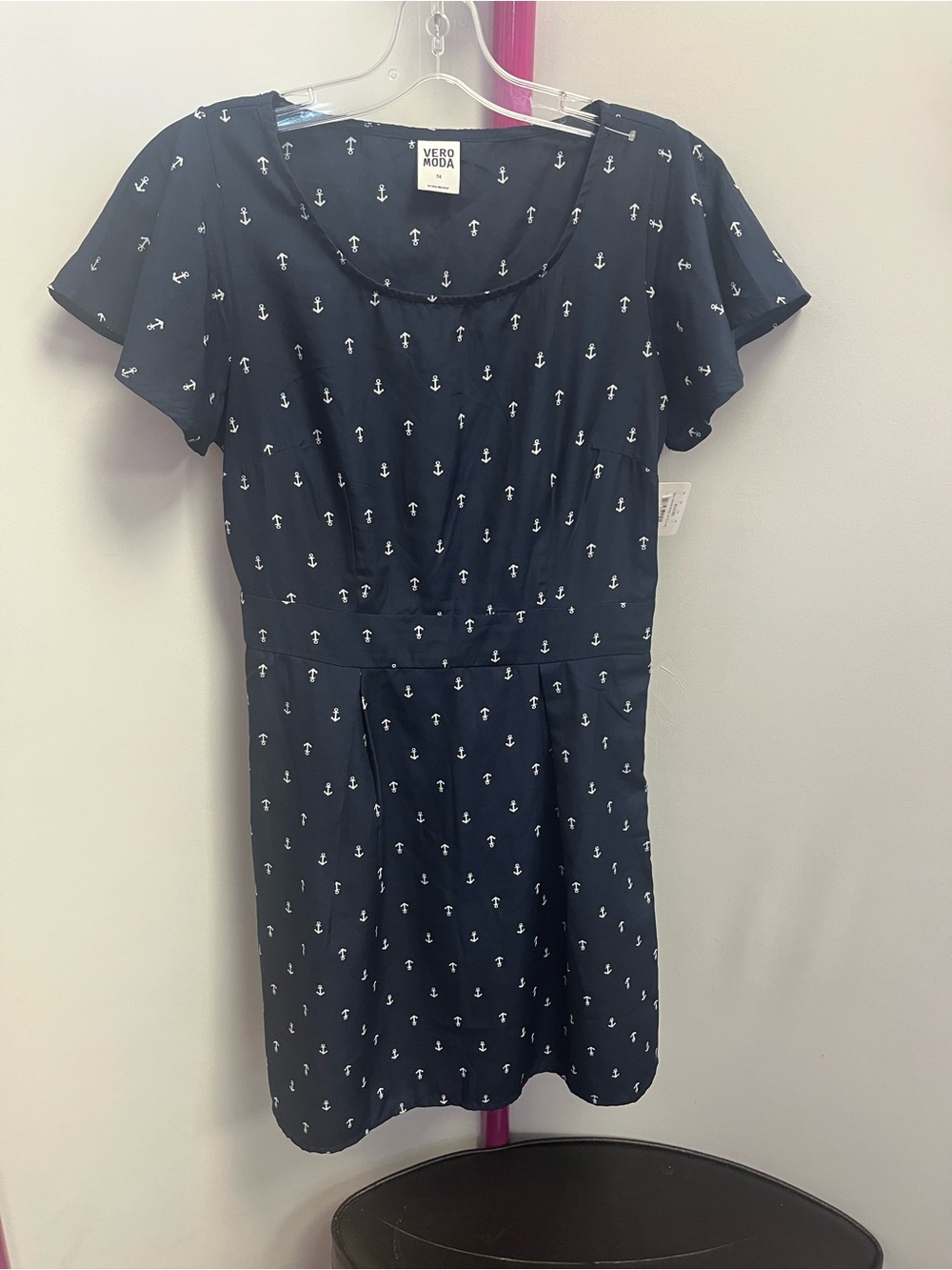 Vero Moda Navy Dress with White Anchor Print